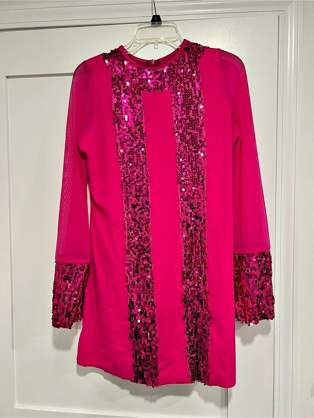 Weissman Style 10300 Sequin Mini Dress in Pink Size Medium Like New